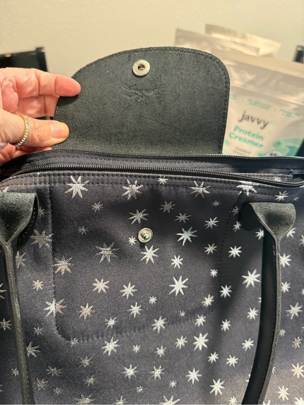 Longchamp Navy Blue w/ Stars Tote Bag - Picture 8 of 12